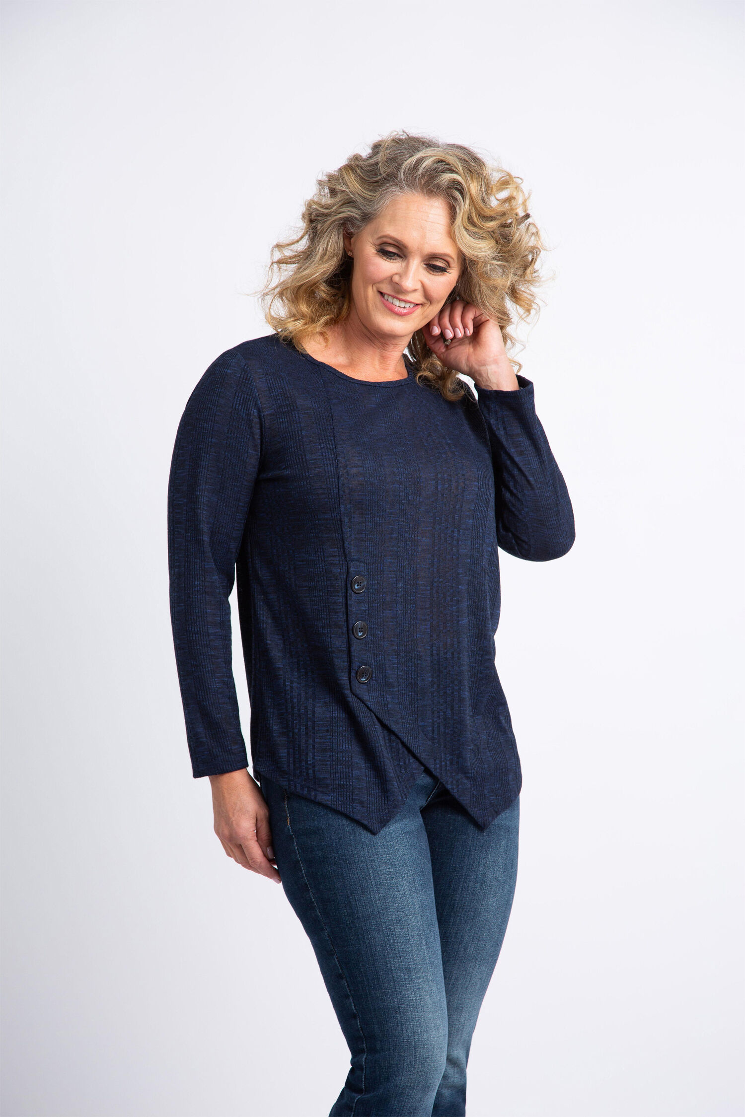 Long Sleeve Faux Wrap Top Image 1