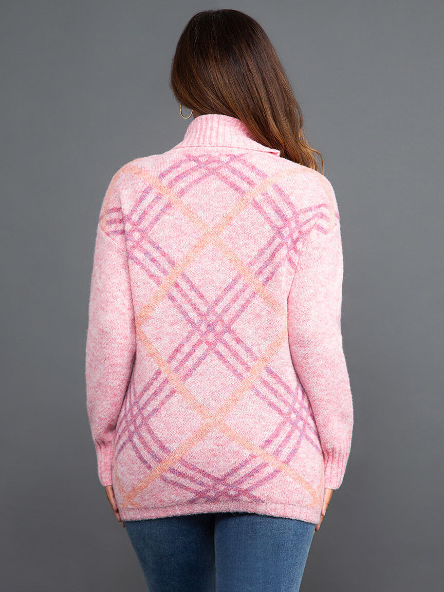 Diamond Print Long Sleeve Turtleneck Sweater Image 4