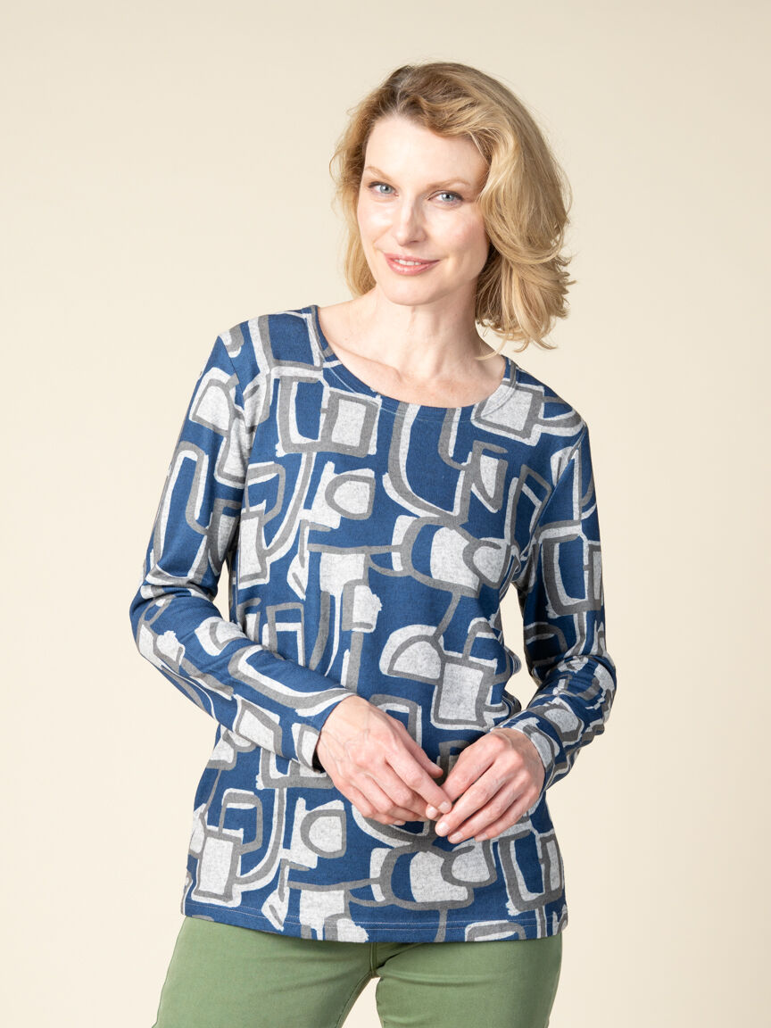 Long Sleeve Abstract Printed Top