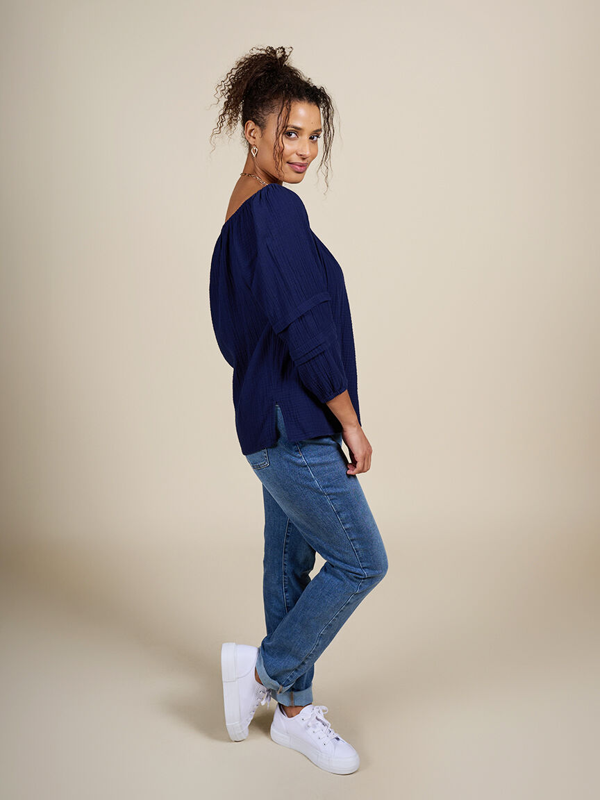 Cotton Gauze Convertible Off-Shoulder Top  Image 5