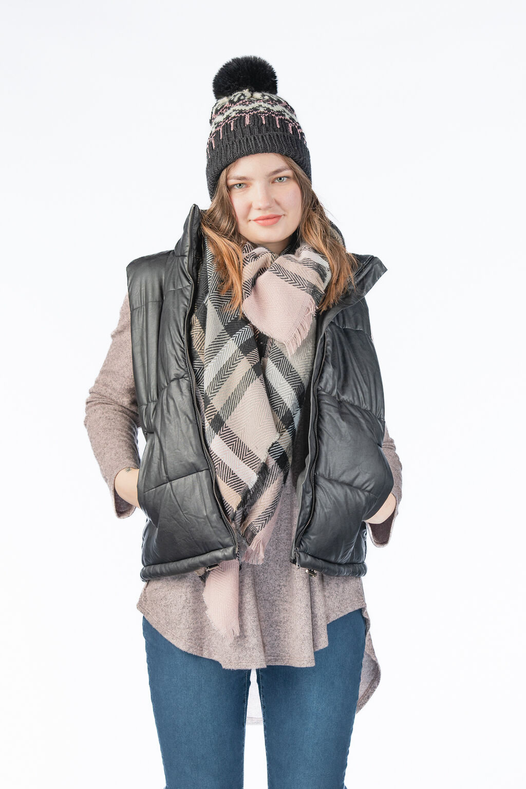 Faux Matte Leather Puffer Vest Image 1