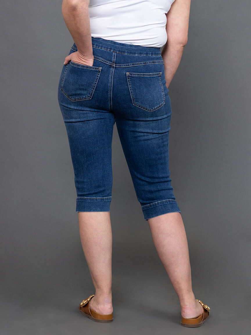 Audrey Comfort Stretch Pull-On Denim Capris  Image 4