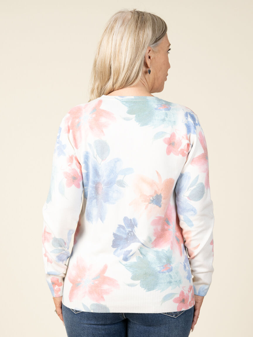 Long Sleeve Floral Sweater Image 2