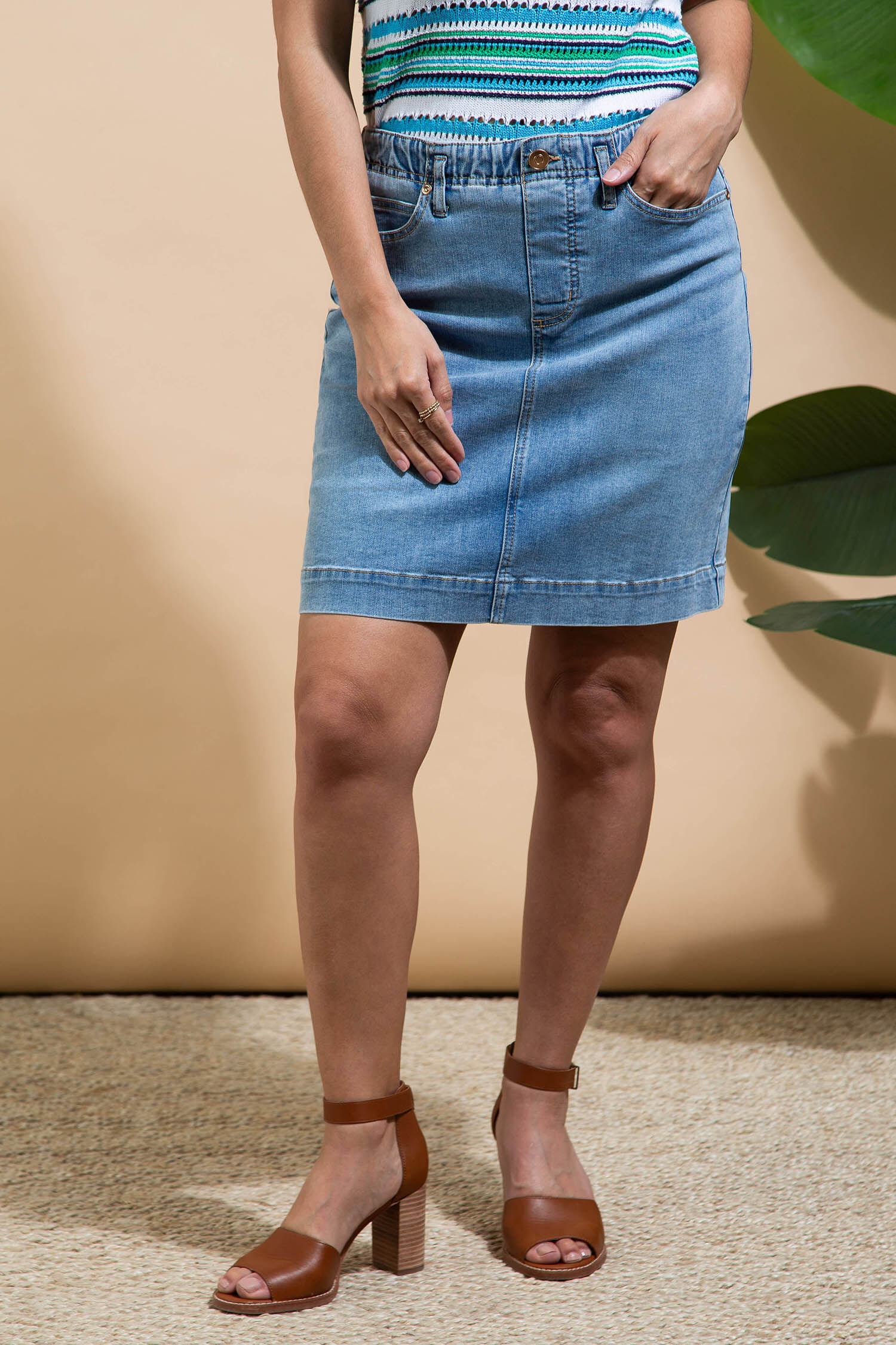 Pull-On Denim Skort Image 2