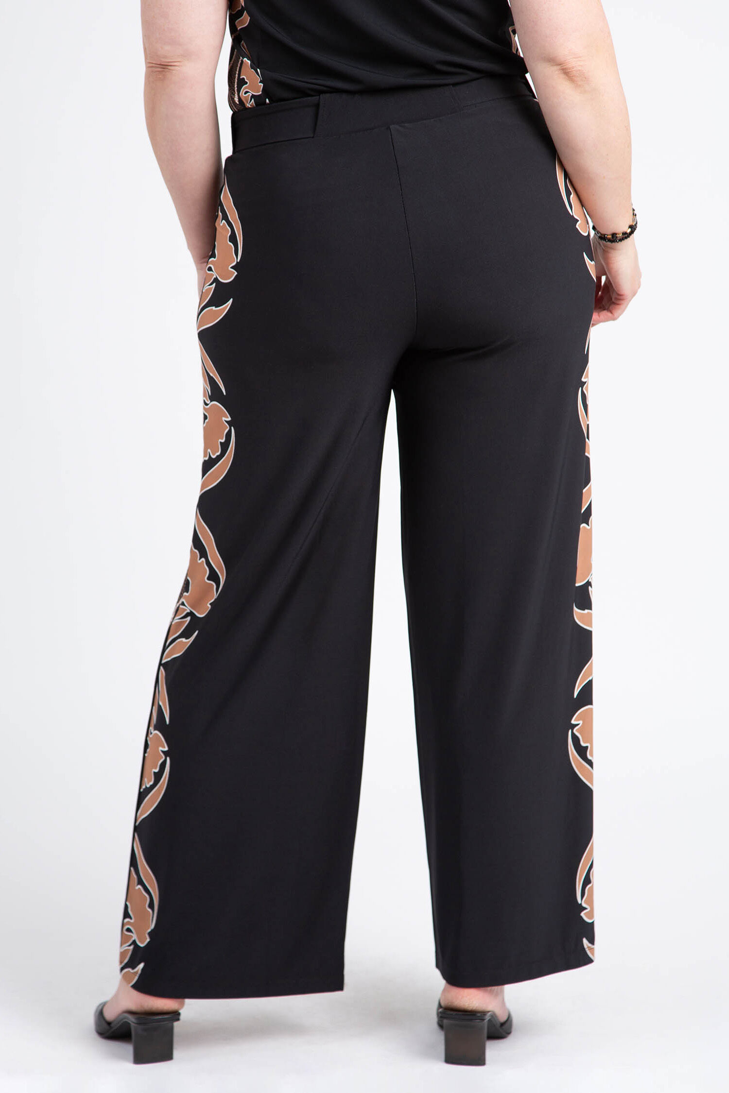 Floral Border Wide Leg Pant w/ Tie-Up Belt Image 3