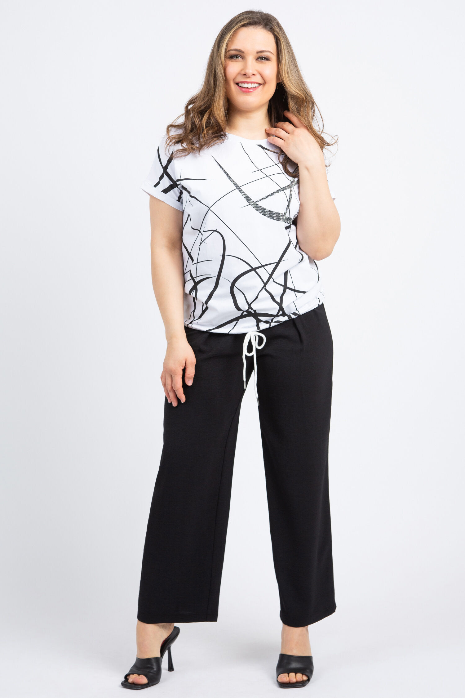 Drawstring Hem Rhinestone T-Shirt Image 2