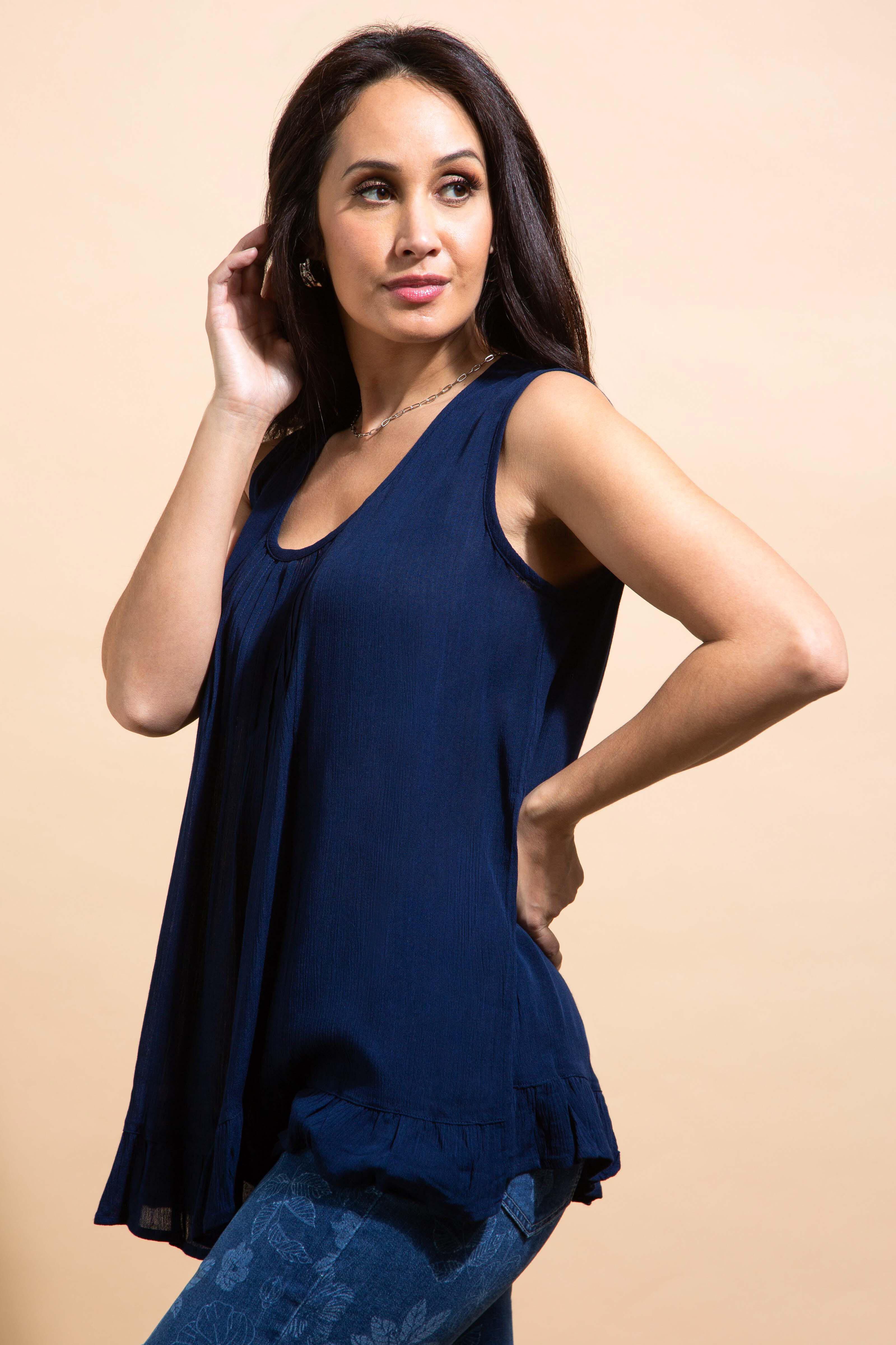 Sleeveless Ruffle Hem Blouse Image 3