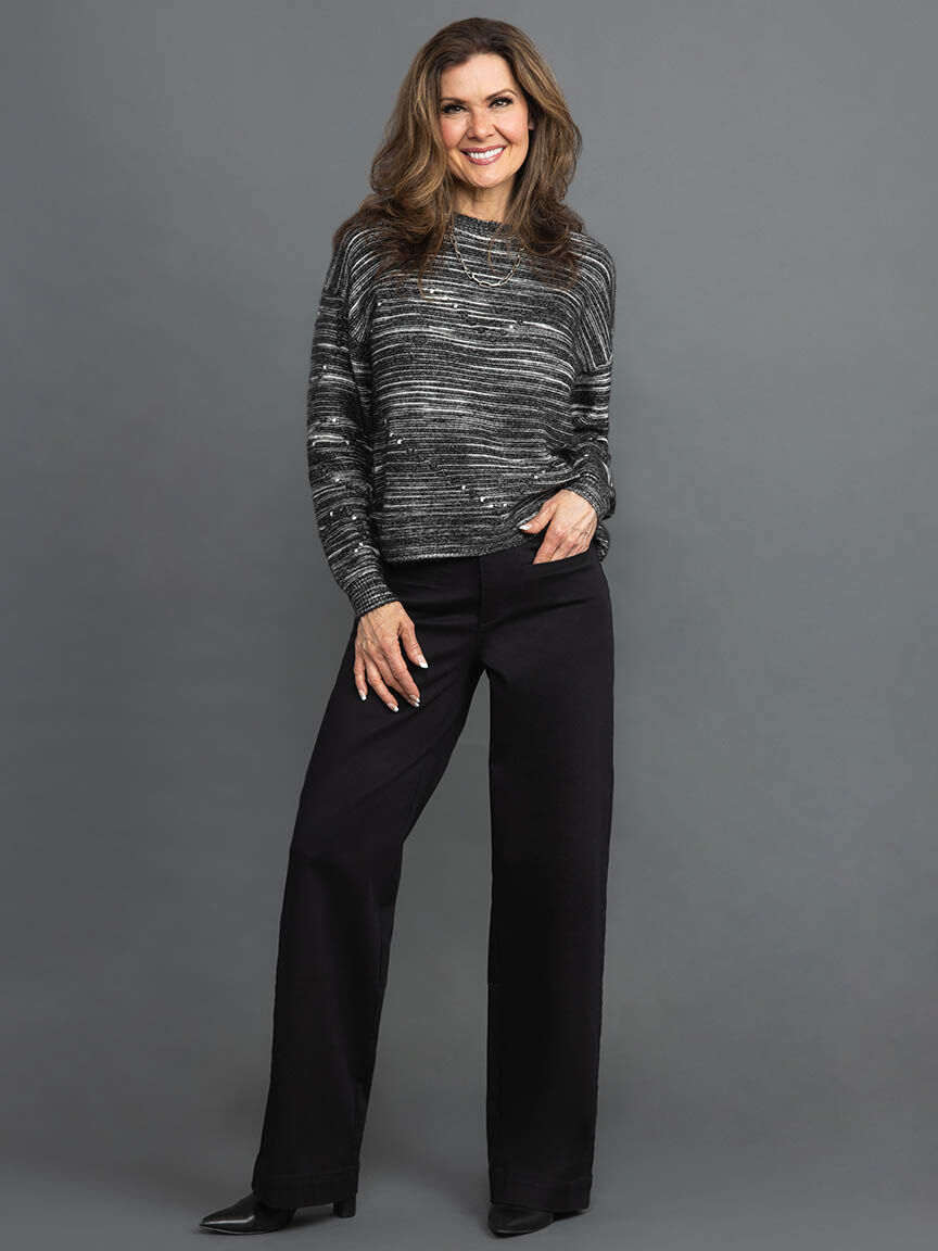 Boxy Cut Knit Heart Sweater Image 1