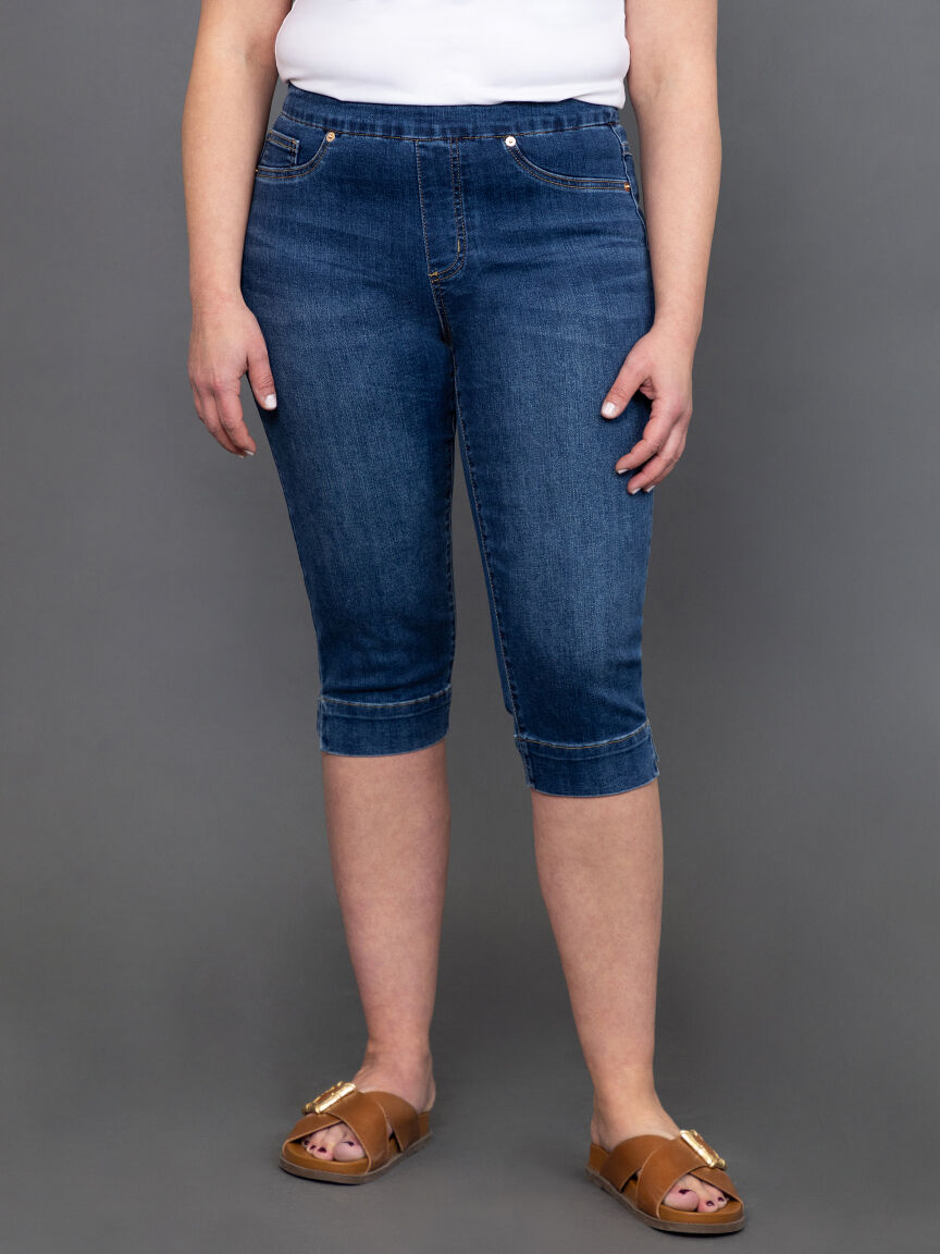 Audrey Comfort Stretch Pull-On Denim Capris  Image 2