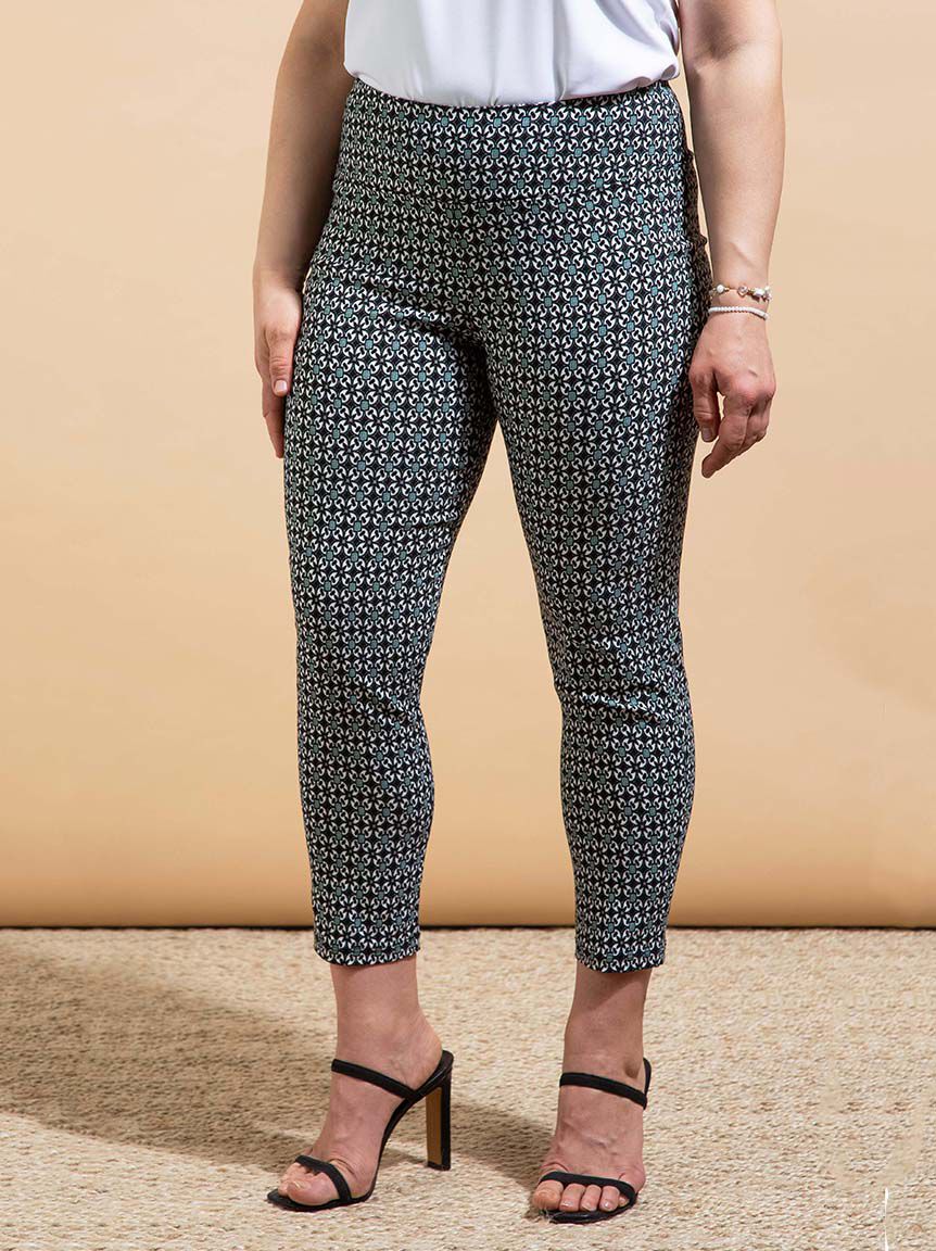 Mediterranean Print Pull-On Ankle Pant Image 1