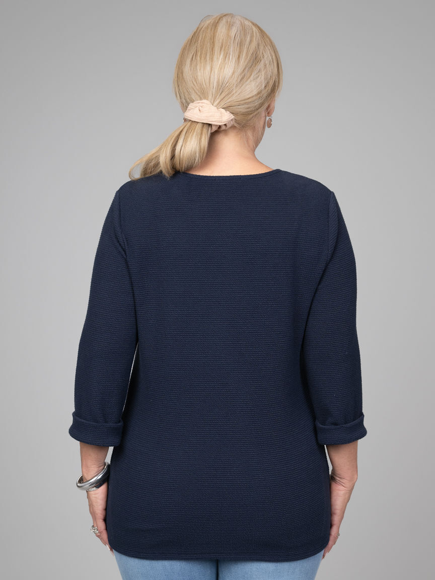 3/4 Sleeve Sweater With Patch Pockets Image 4