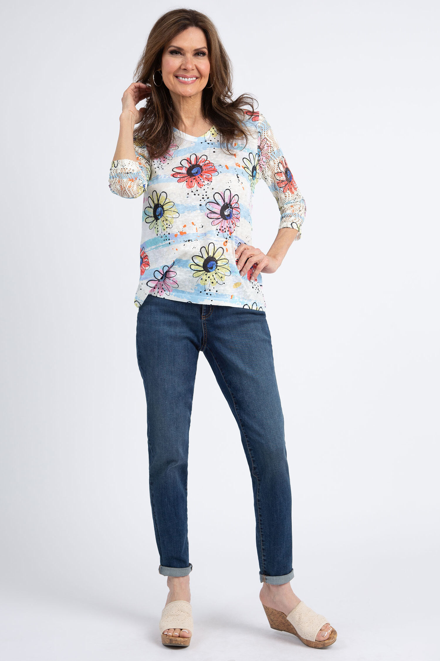 Lace Sleeve Floral Top Image 3