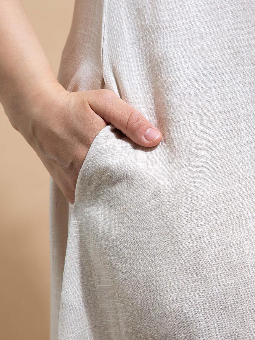 Quarter Zipper Linen Maxi Dress Image 4