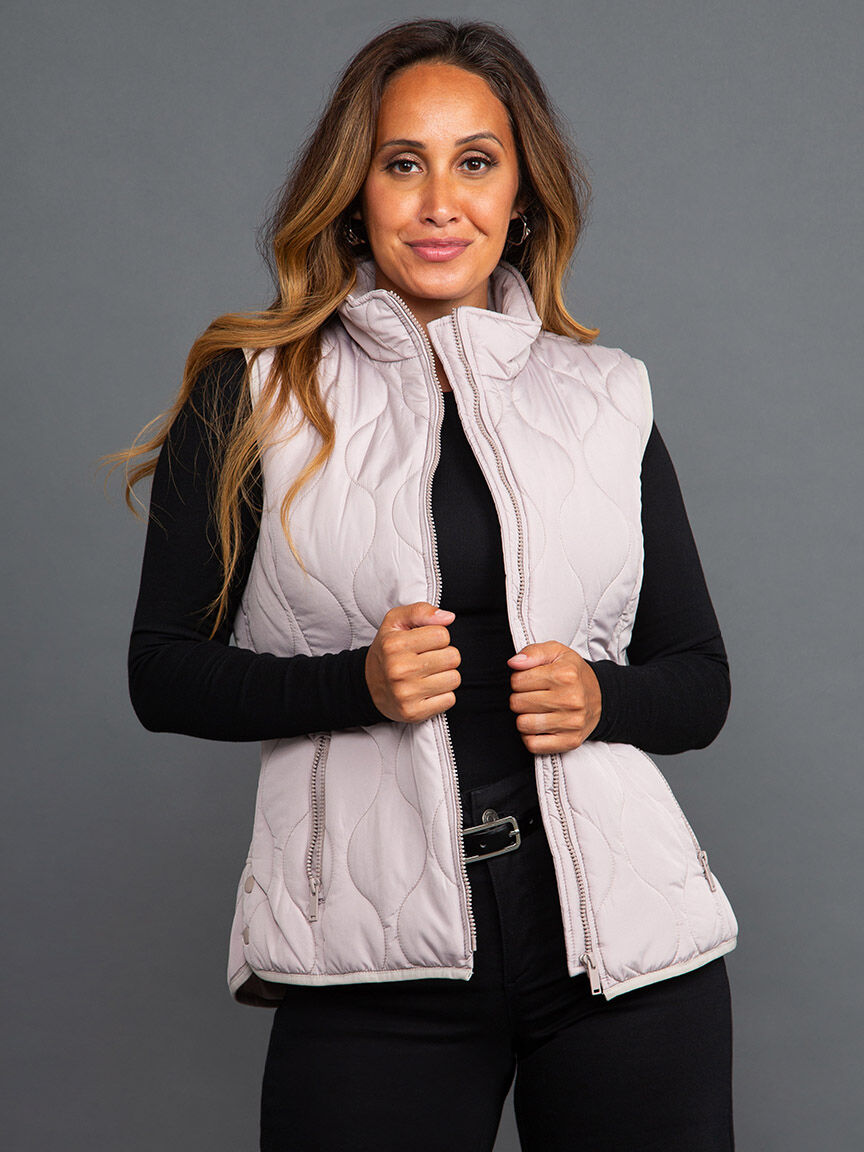 Chain Quilted Zip-Up Vest Image 2