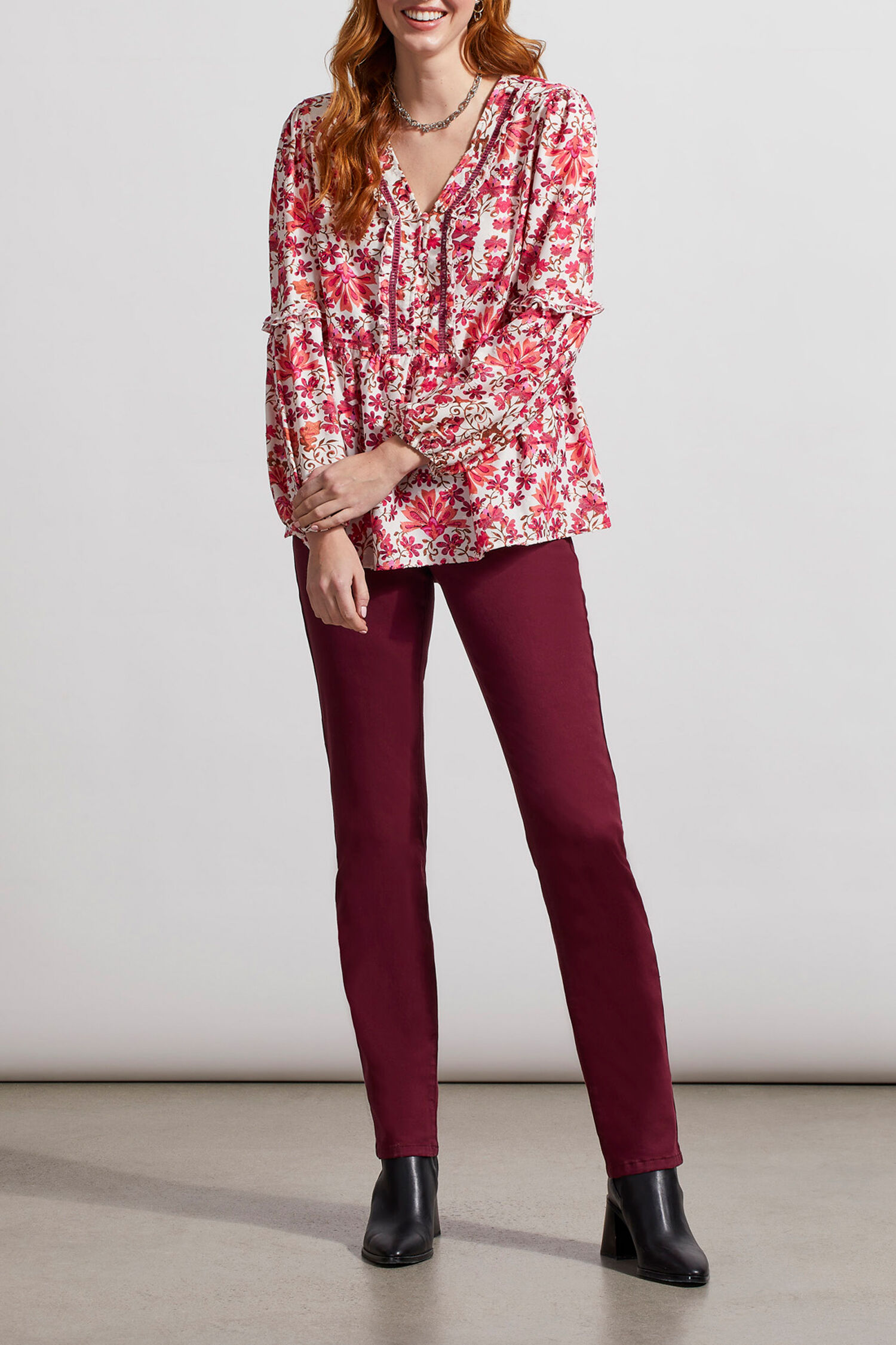 Printed Swiss Dot Peplum Blouse  Image 2