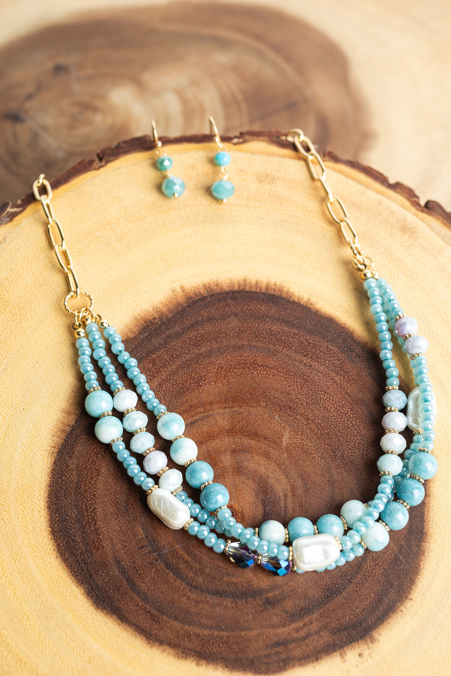 Multi Strand Beaded Necklace Set Image 1