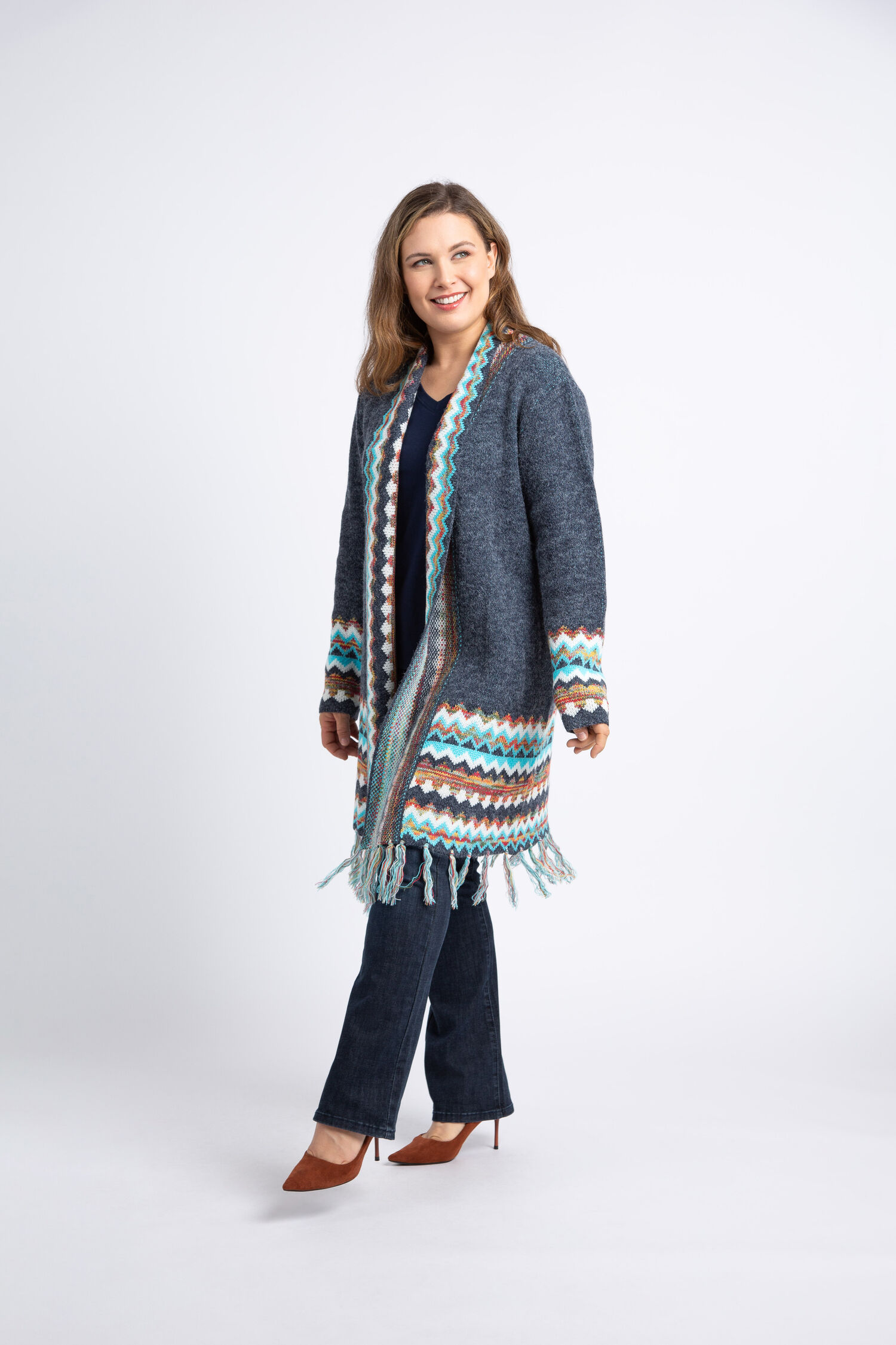 Global Knit Fringe Cardigan Image 2
