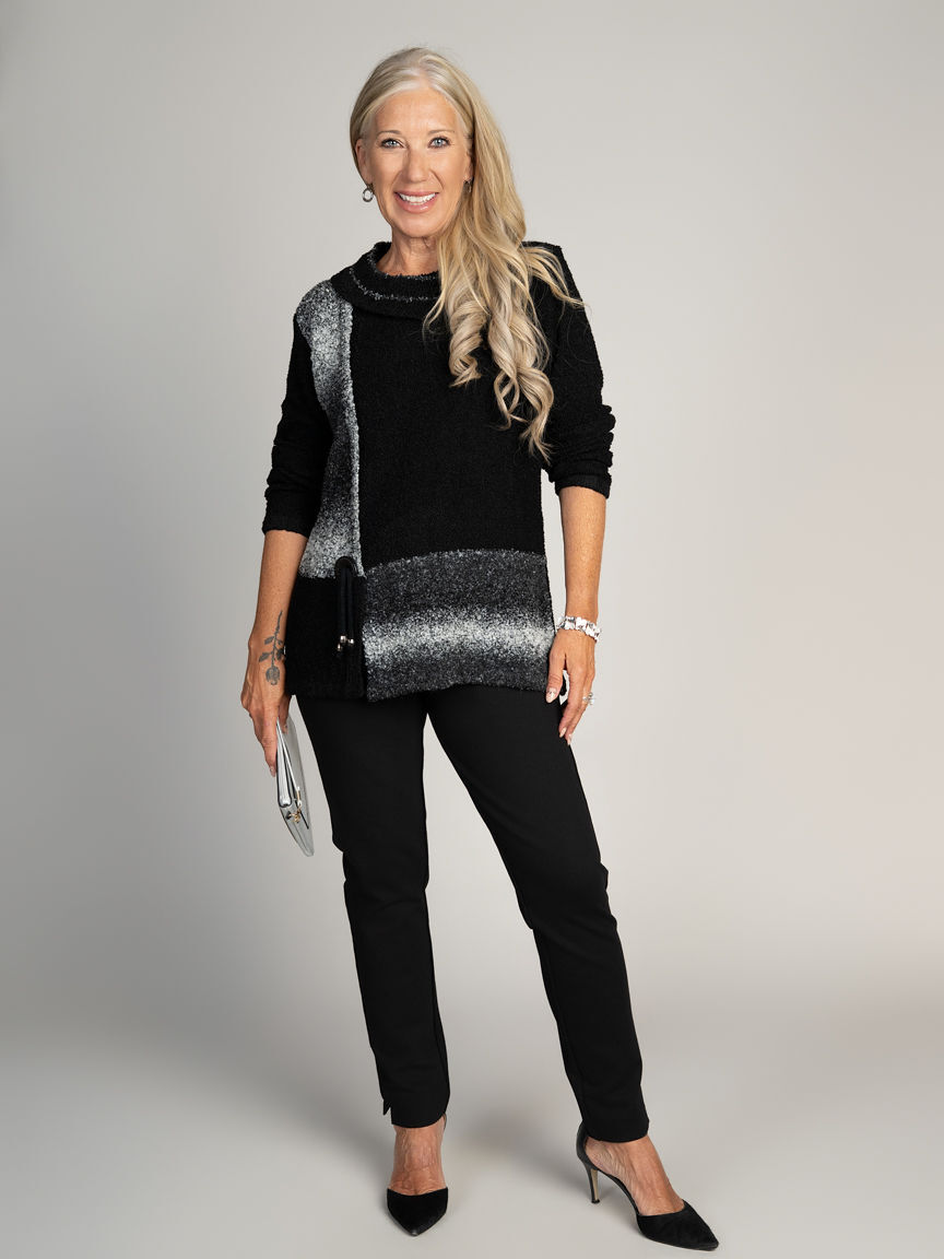 Mixed Media Cowl Neck Sweater
