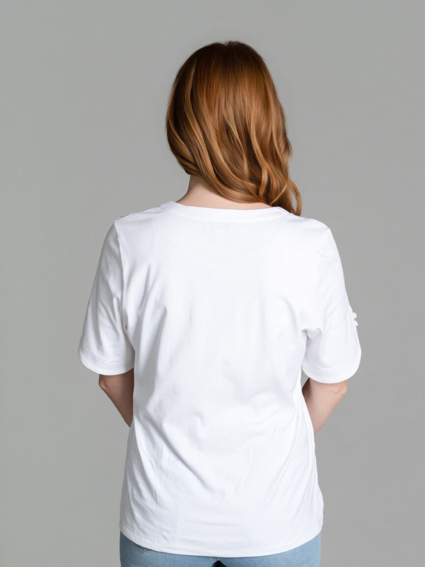 Round Neckline Short Sleeve Top Image 5