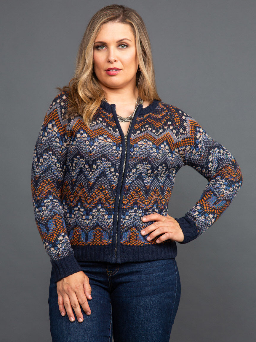 Long Sleeve Zip-Up Knit Cardigan Image 2