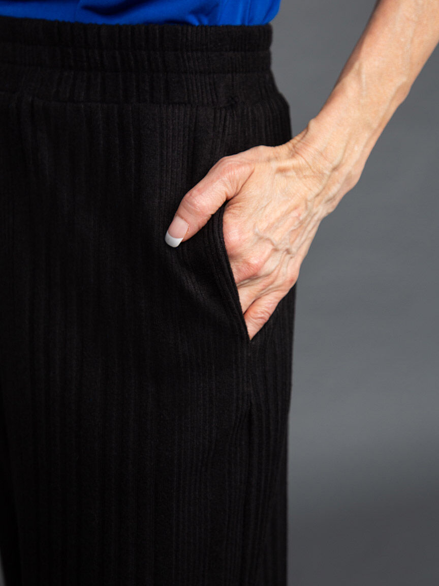 Soft Ribbed Wide Leg Pants Image 5