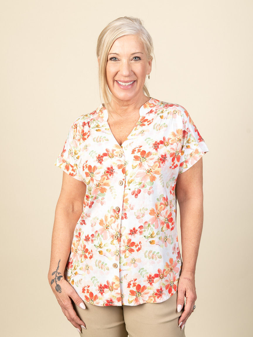 Short Sleeve Button Up Top