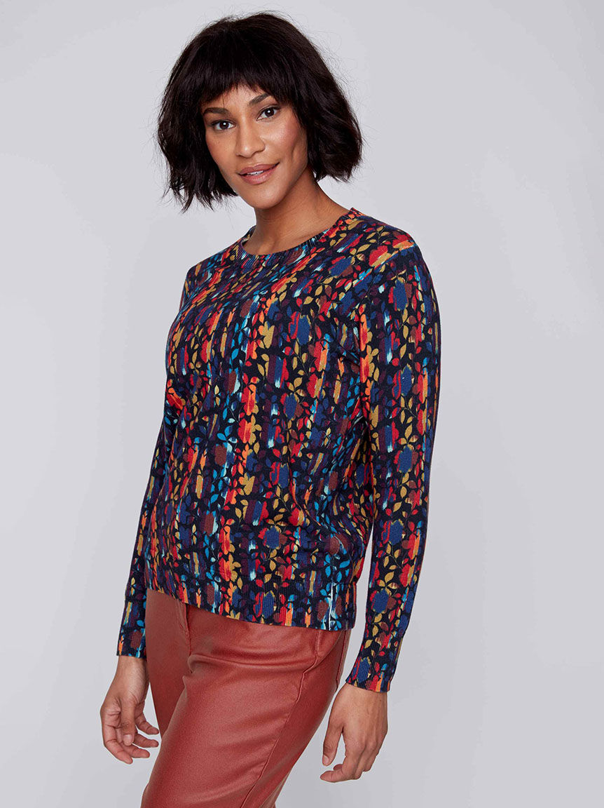 Long Sleeve Sweater w/ Ribbed Trim Image 2