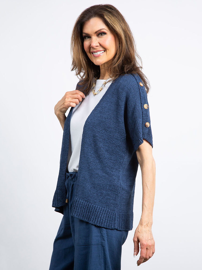 Short Sleeve Button Shoulder Cardigan Image 3