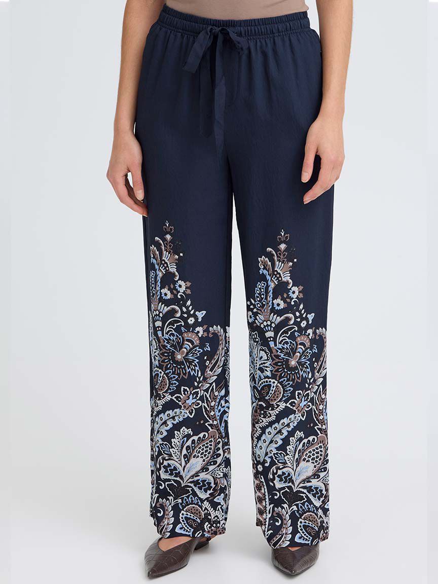 Pull-On Paisley Print Pants