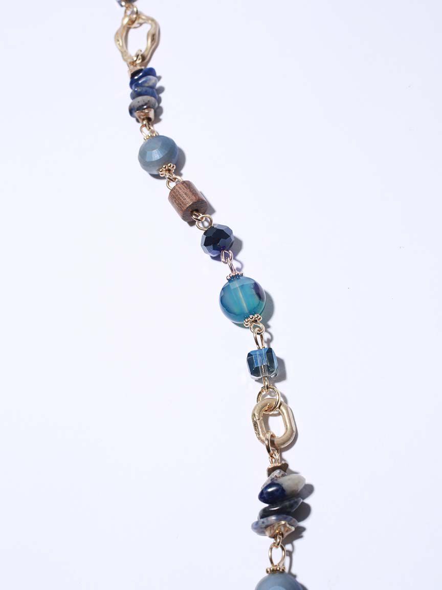 Necklace and Earring Set Long Small Beads and Stones   Image 3