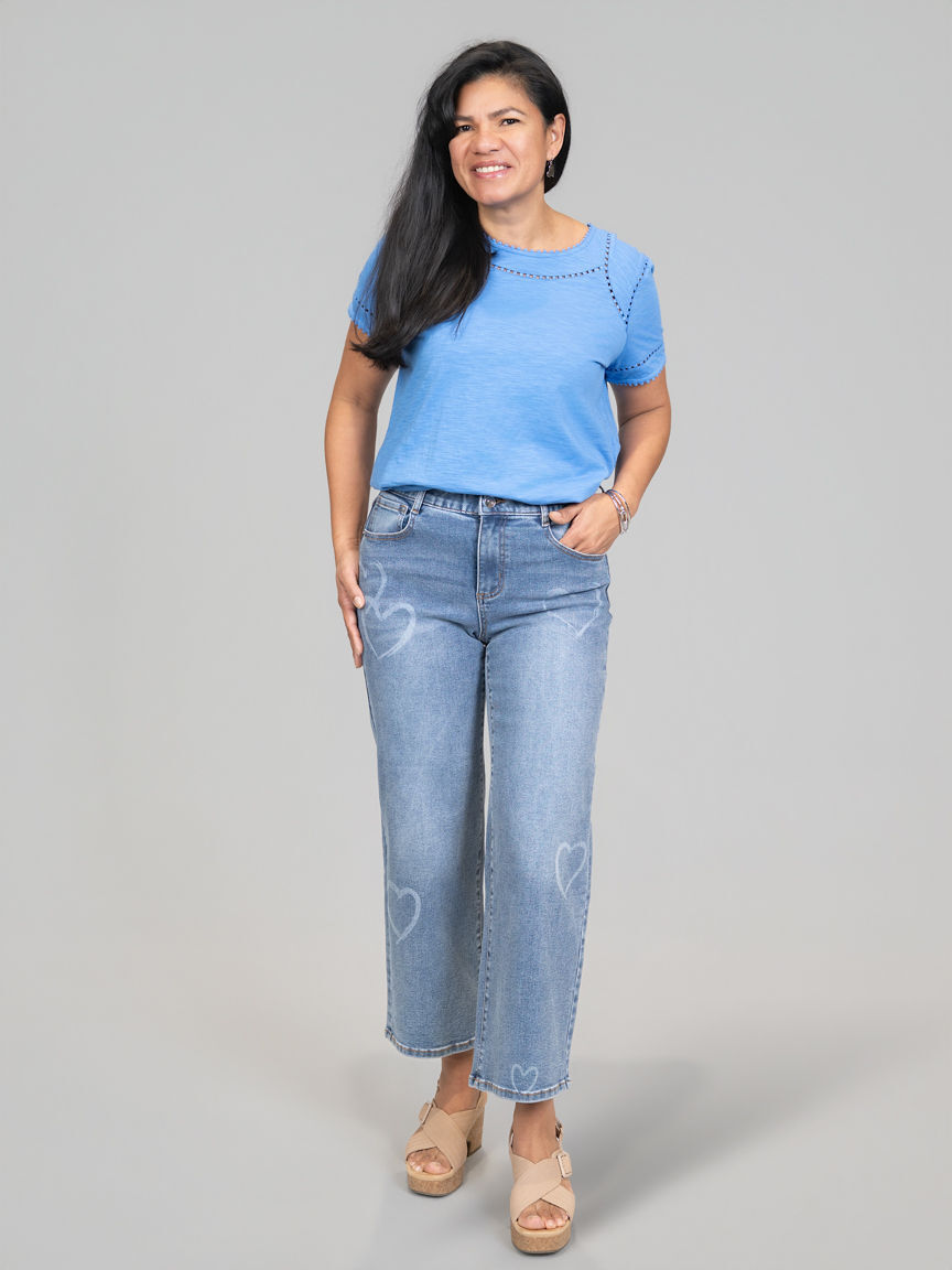 Short Sleeve Dotted Lace Top