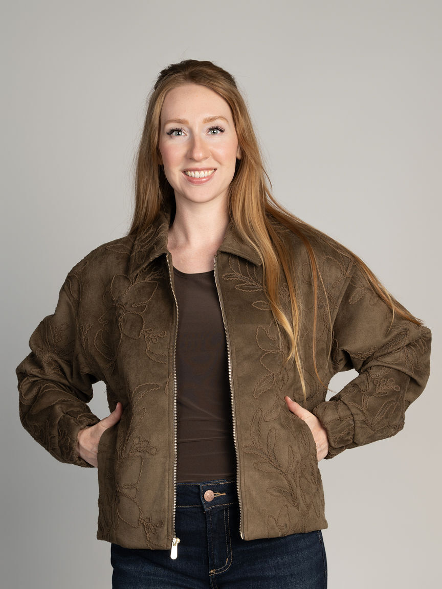Faux Suede Collared Jacket