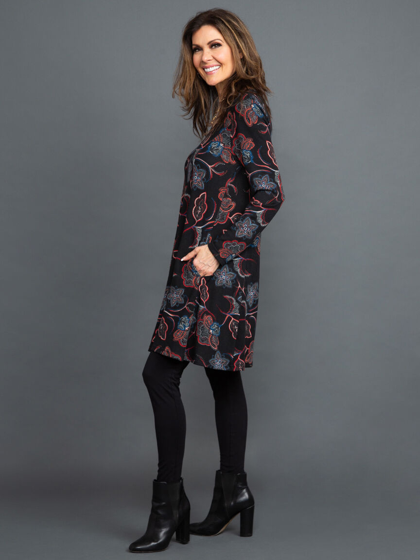 Long Sleeve A-Line Floral Dress Image 2
