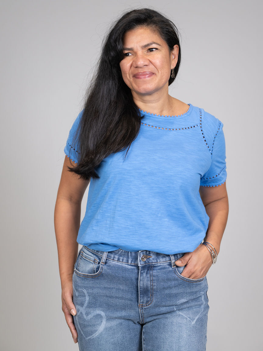 Short Sleeve Dotted Lace Top