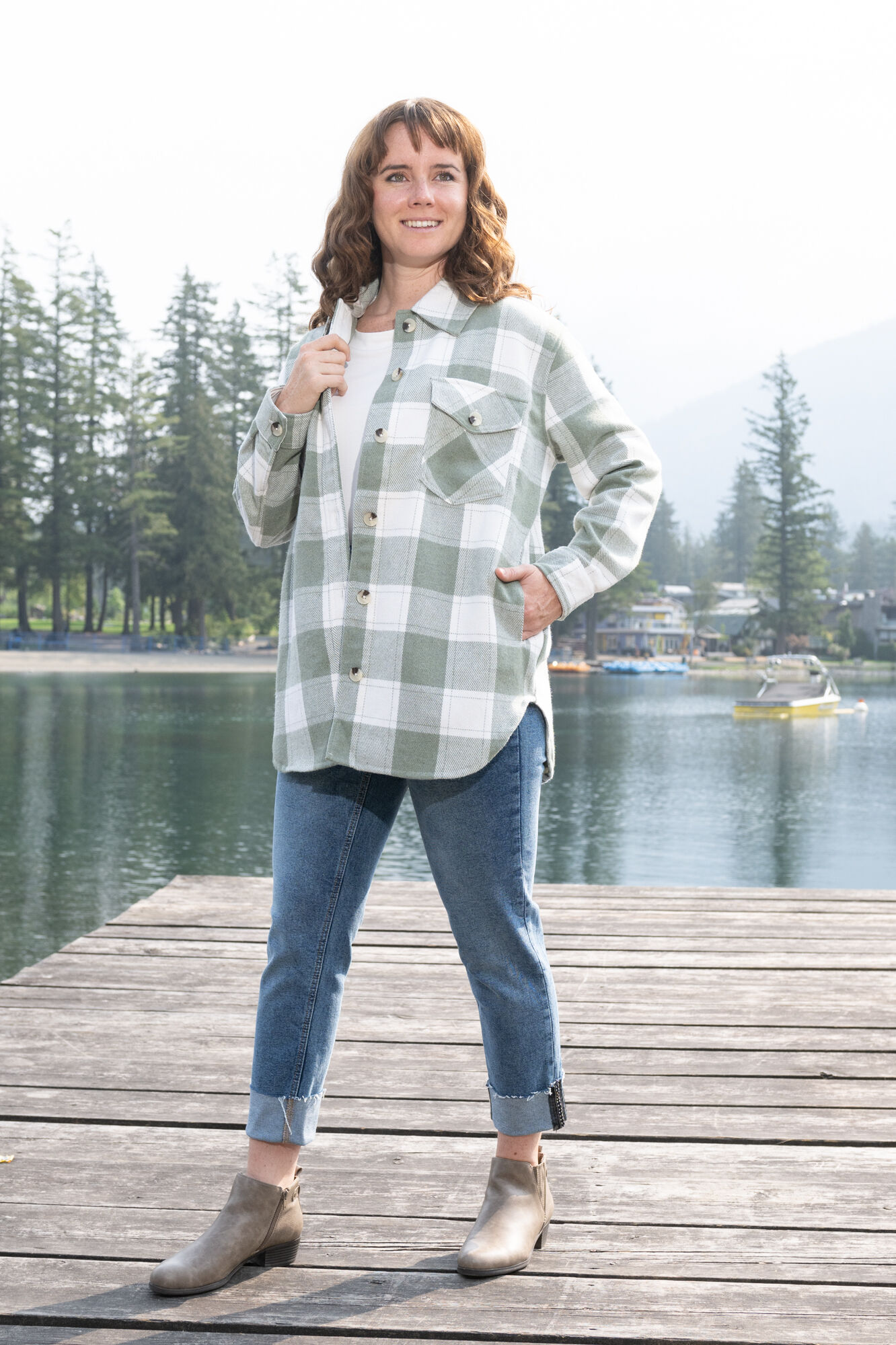 Plaid Shirt-Tail Shacket  Image 1