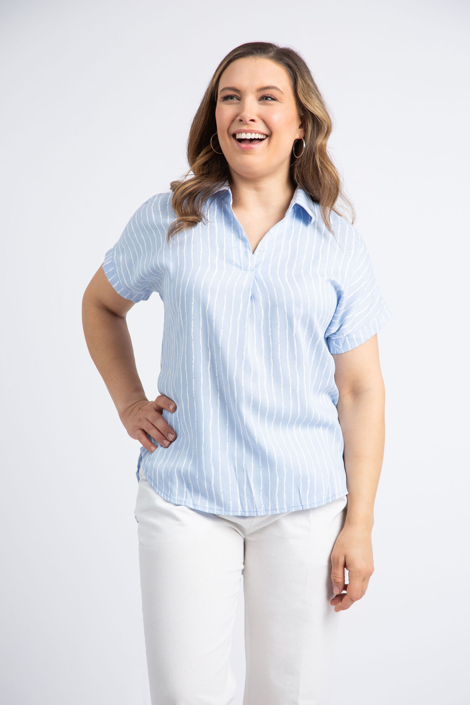 Short Sleeve Striped Polo Image 1