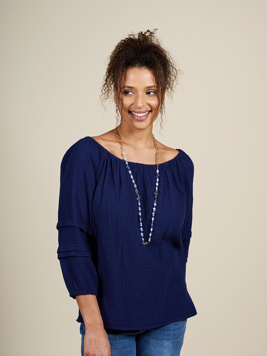 Cotton Gauze Convertible Off-Shoulder Top  Image 6