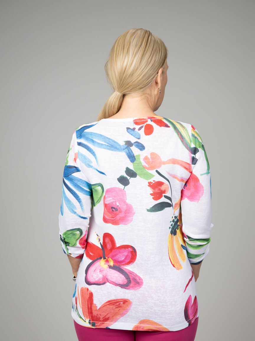 3/4 Sleeve Floral Top