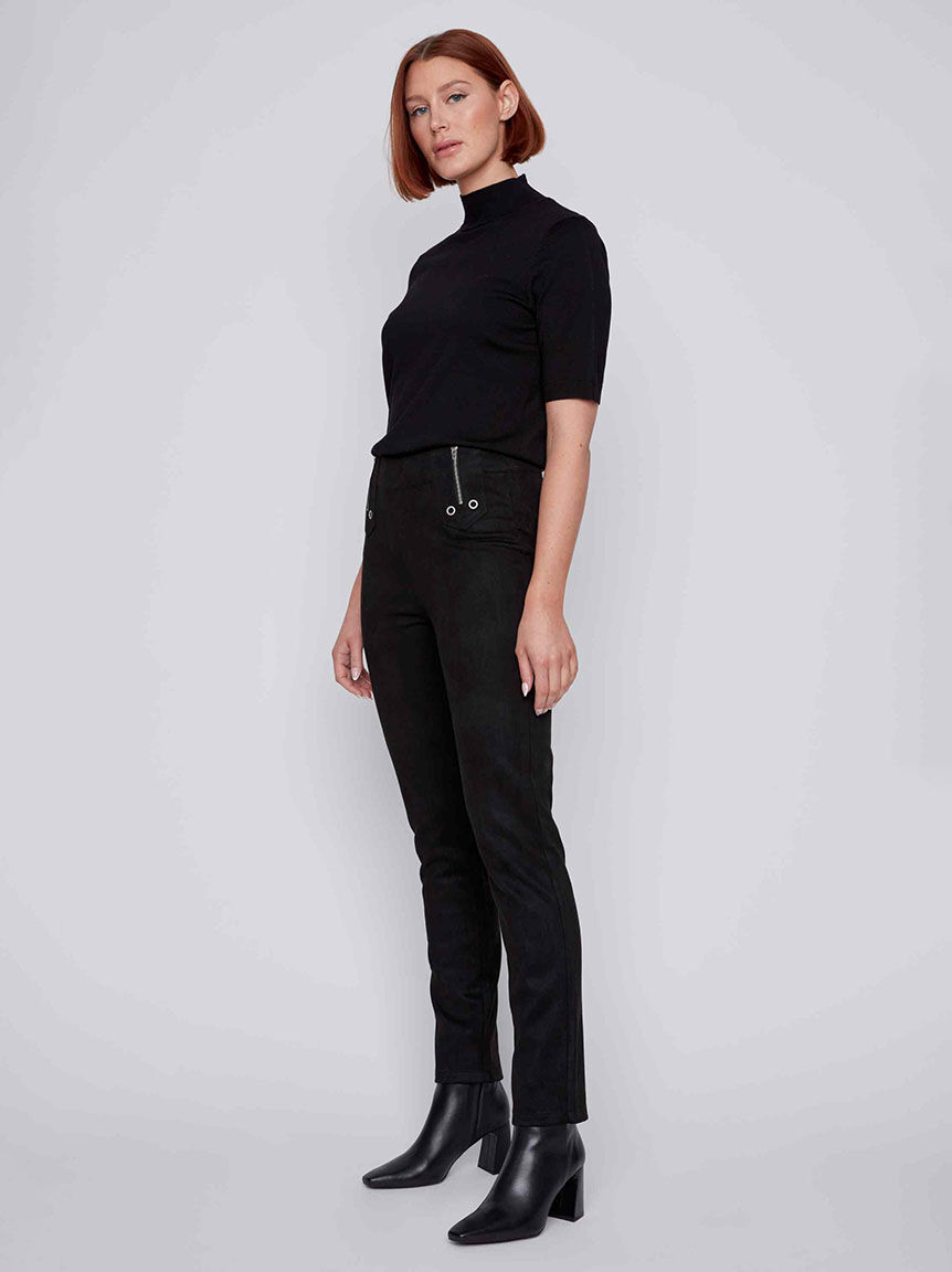 Pull On Faux Suede Leggings Image 2