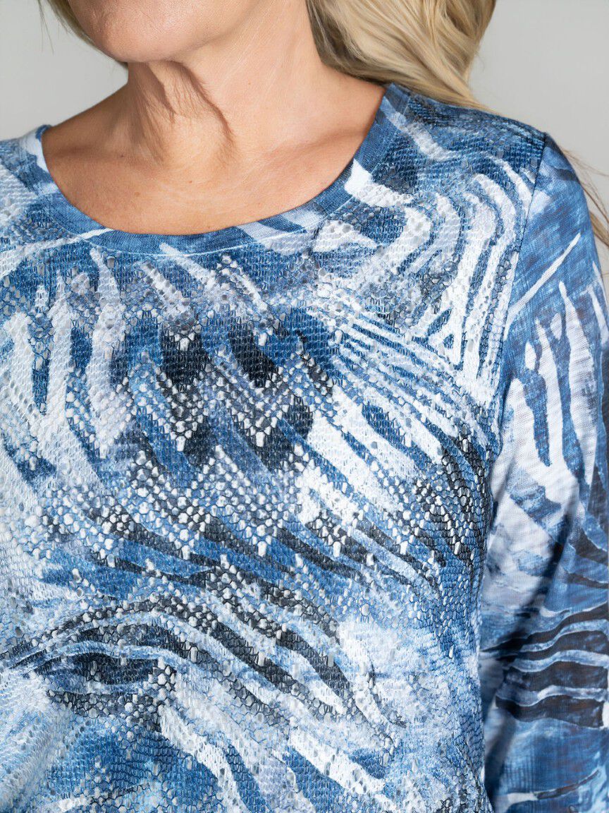 Long Sleeve Mesh Overlay Top