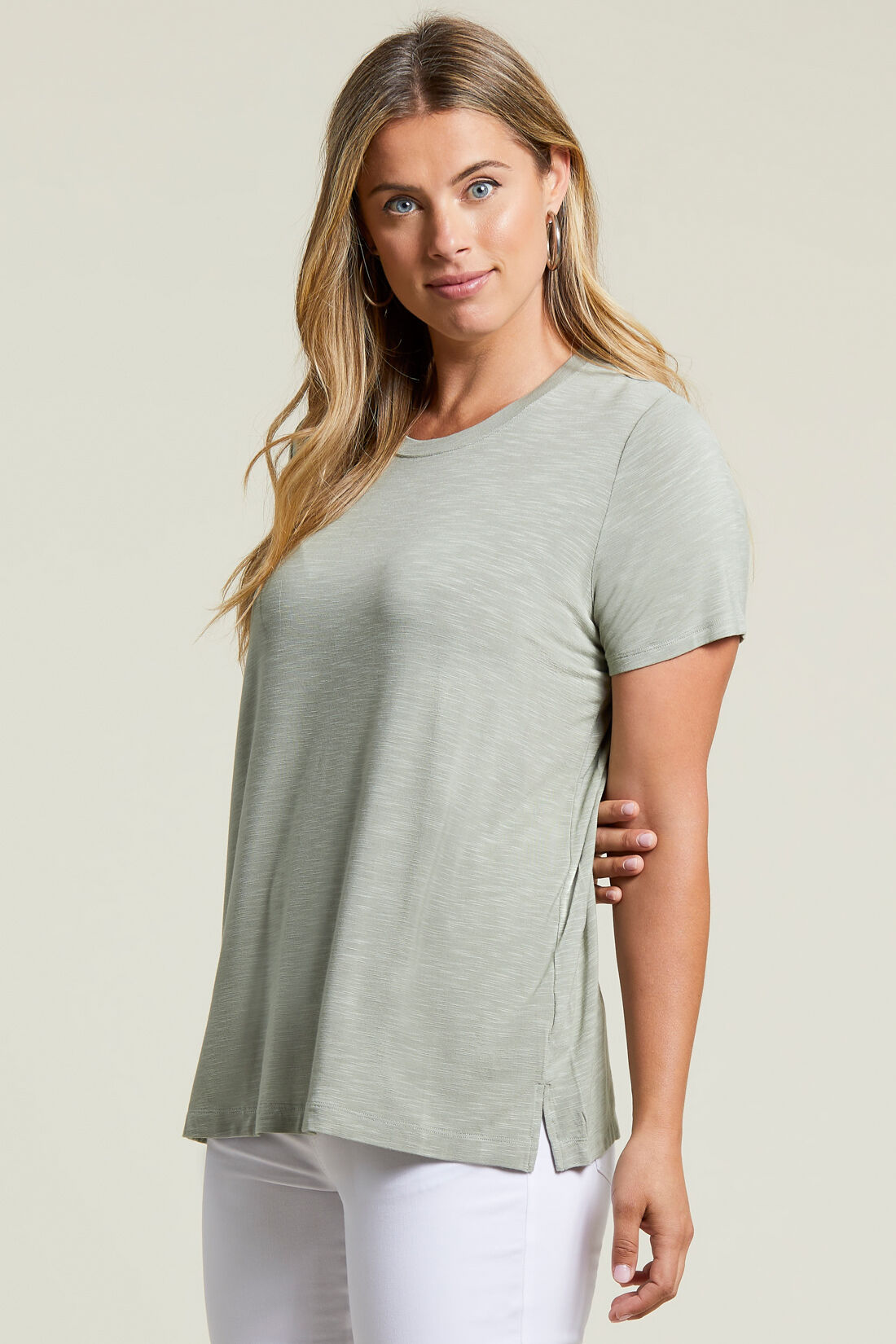 Slub Knit Short Sleeve Top Image 1