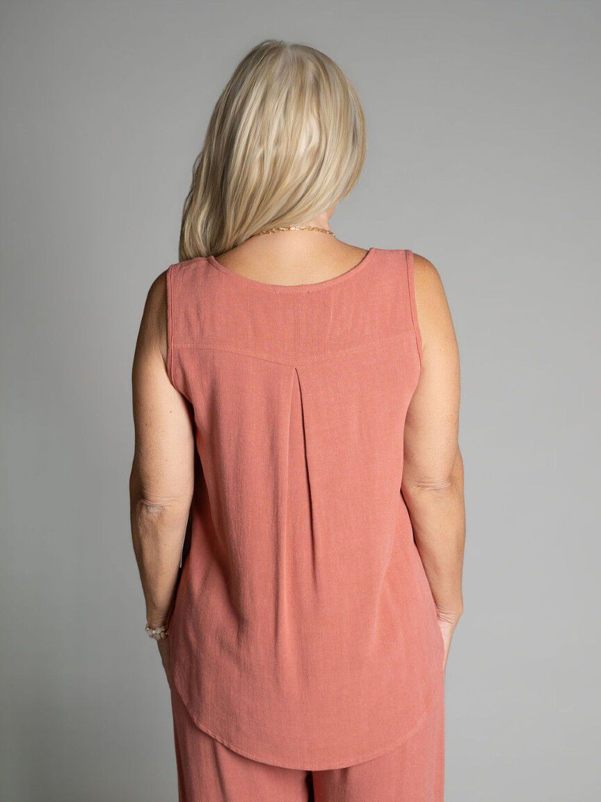 Sleeveless Linen Blend Top