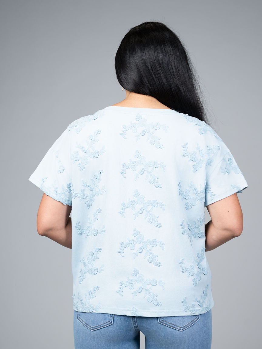 Short Sleeve Top With Embroided Florals