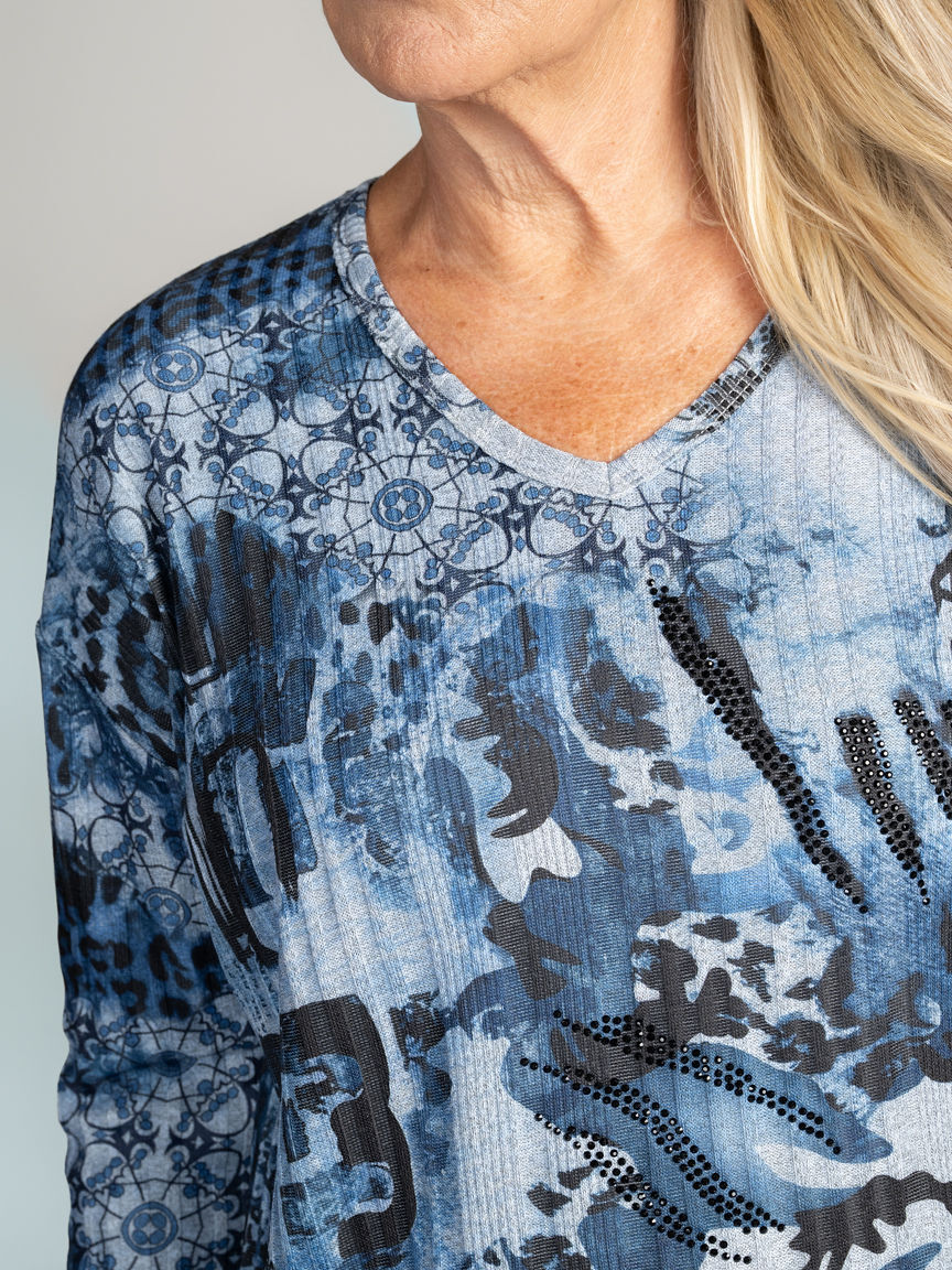 Long Sleeve Ribbed Side Tie Top
