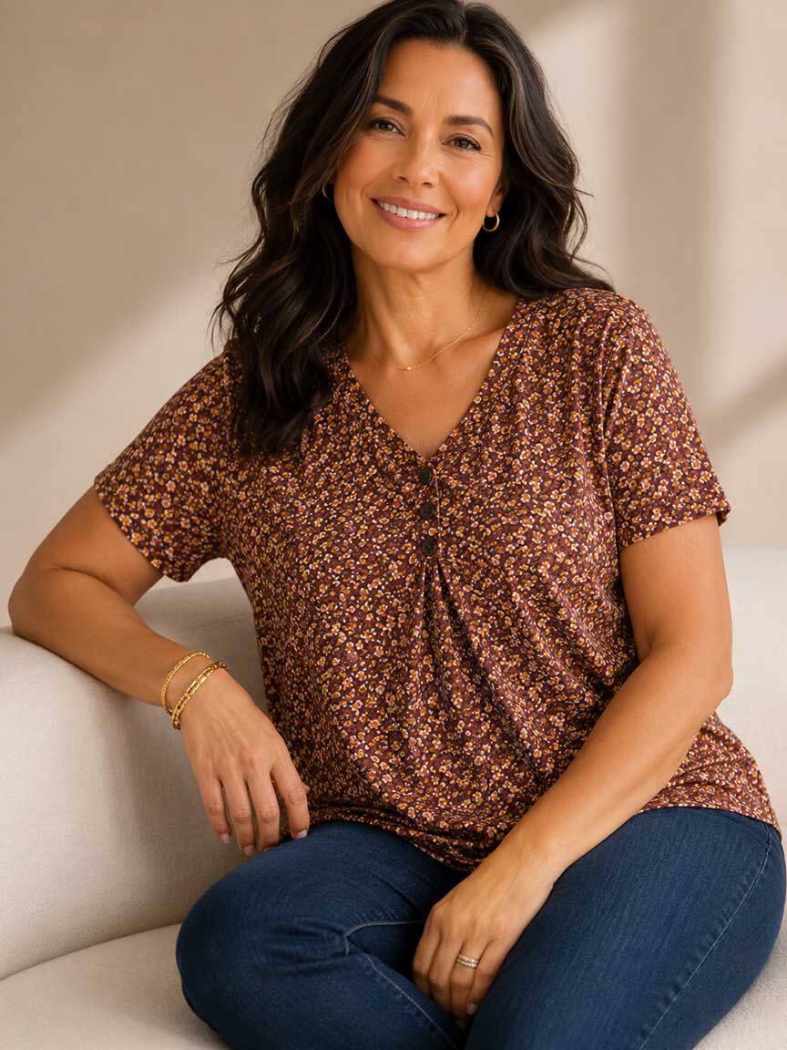 Soft V-Neck Floral Top