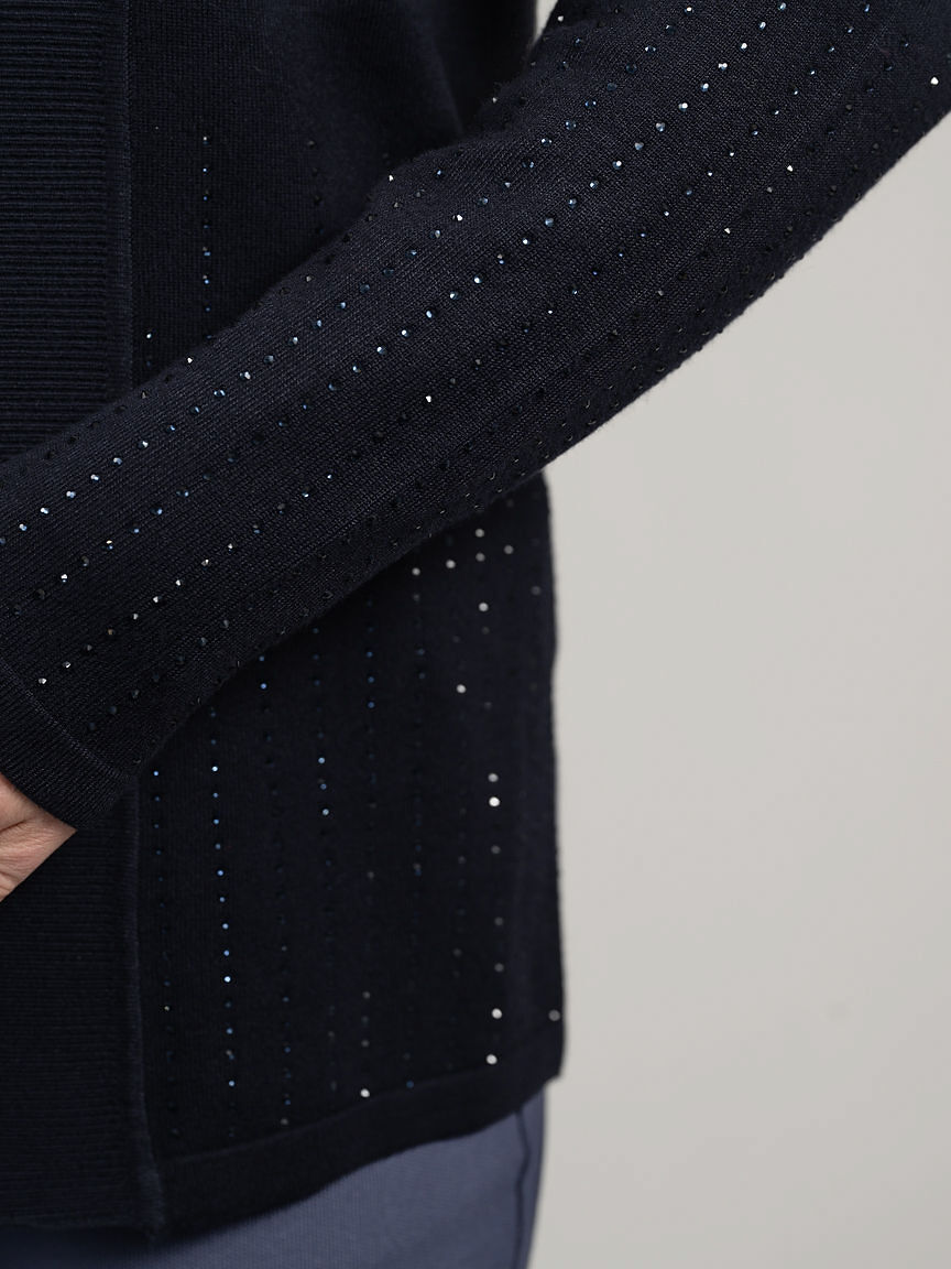 Scallop Open Front Cardigan With Hotfix