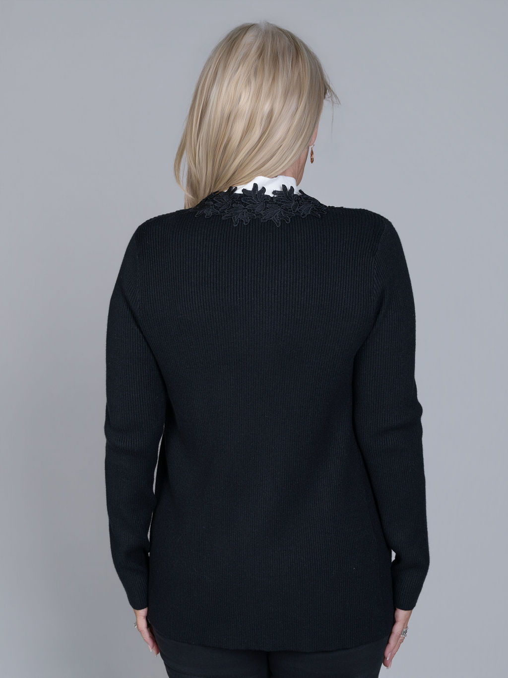 Lace Trim Open Front Cardigan