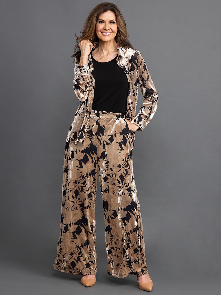 Velour Burnout Button-Up Blouse  Image 1