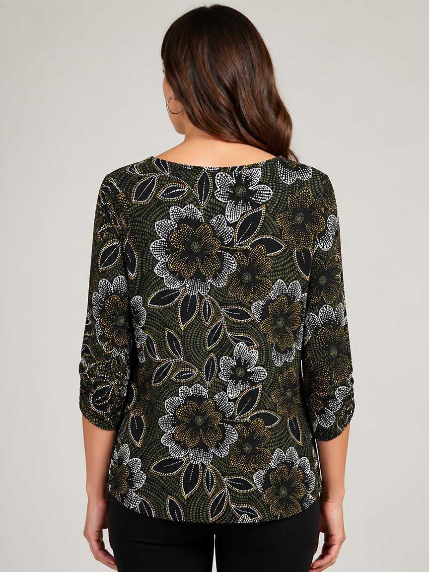 3/4 Sleeve Top With Grommet Detail