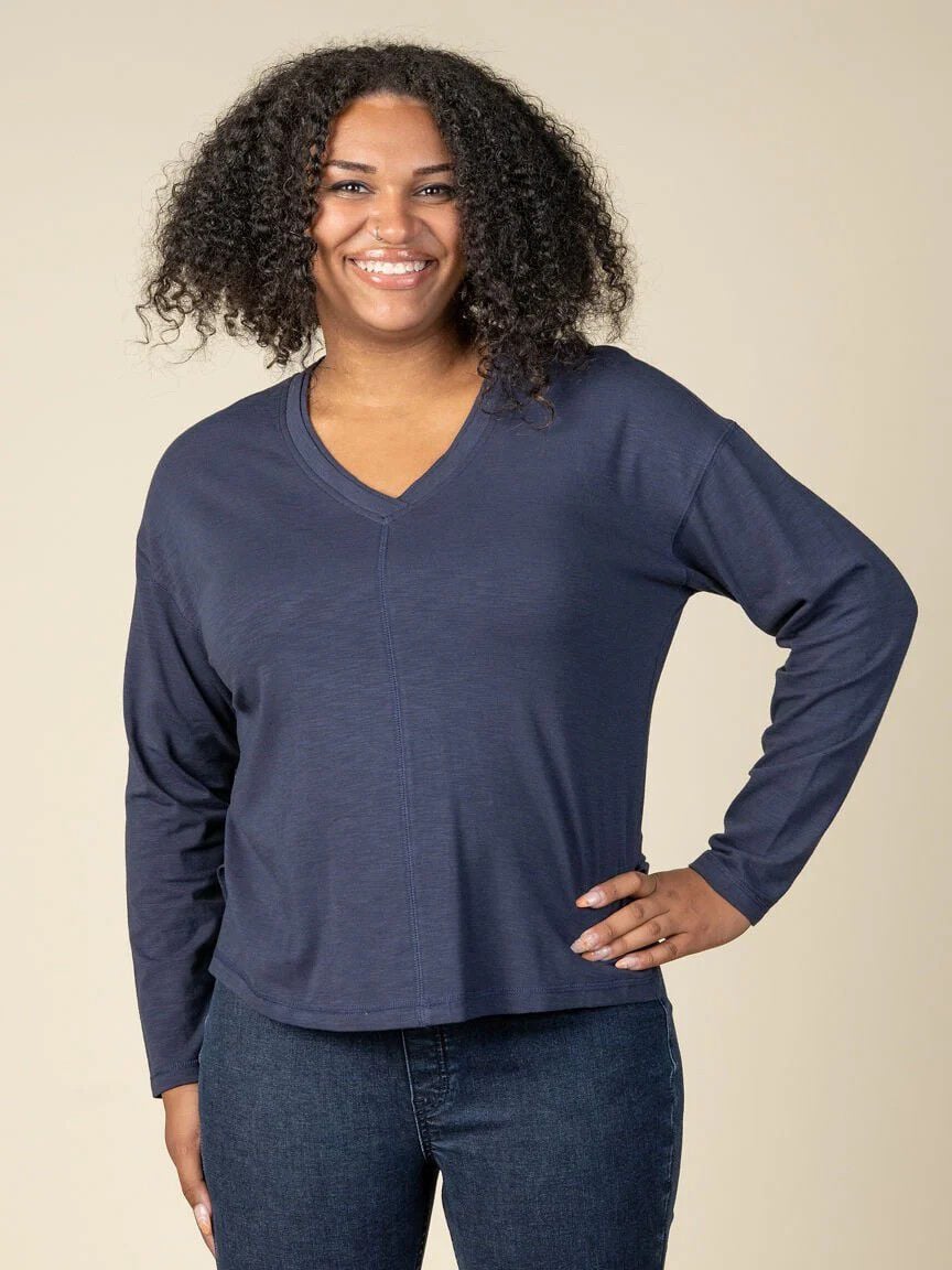 Long Sleeve V-neck Top Image 1